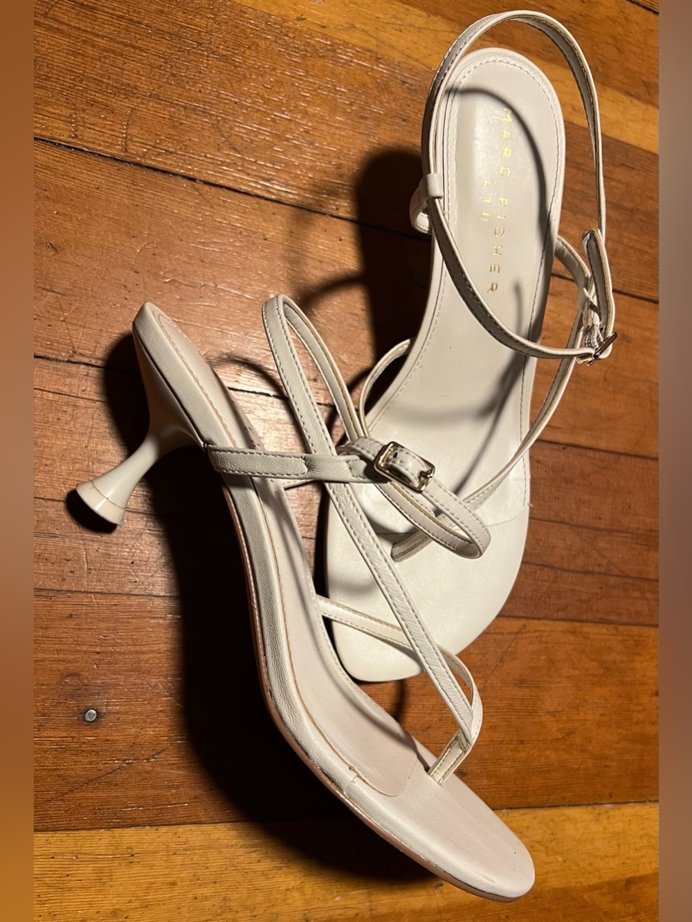 Marc Fisher LTD Palina White Strappy Kitten Heels — Size 8